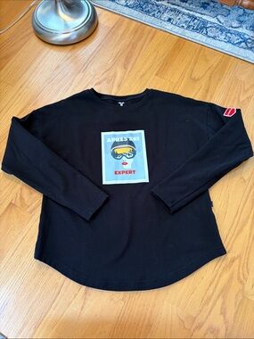 Fera Apres Ski Expert Black Crew Neck Long Sleeve Top Medium Stratton